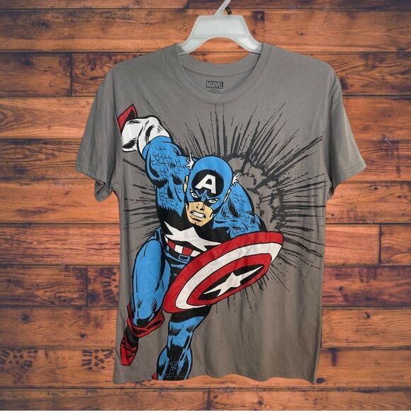 5 for $25🔥Marvel Grey Captain America T-Shirt Medium - Picture 1 of 4